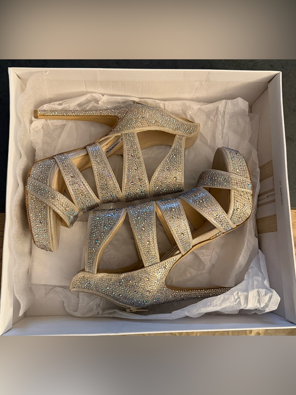 Steve Madden Crystal Strappy Platform Heels - Spycee
